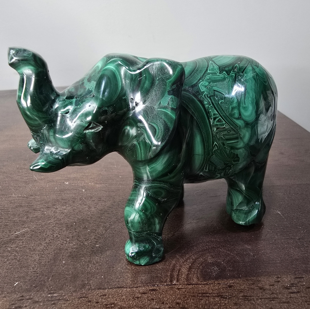 Malachite Crystal Elephant 320 grams